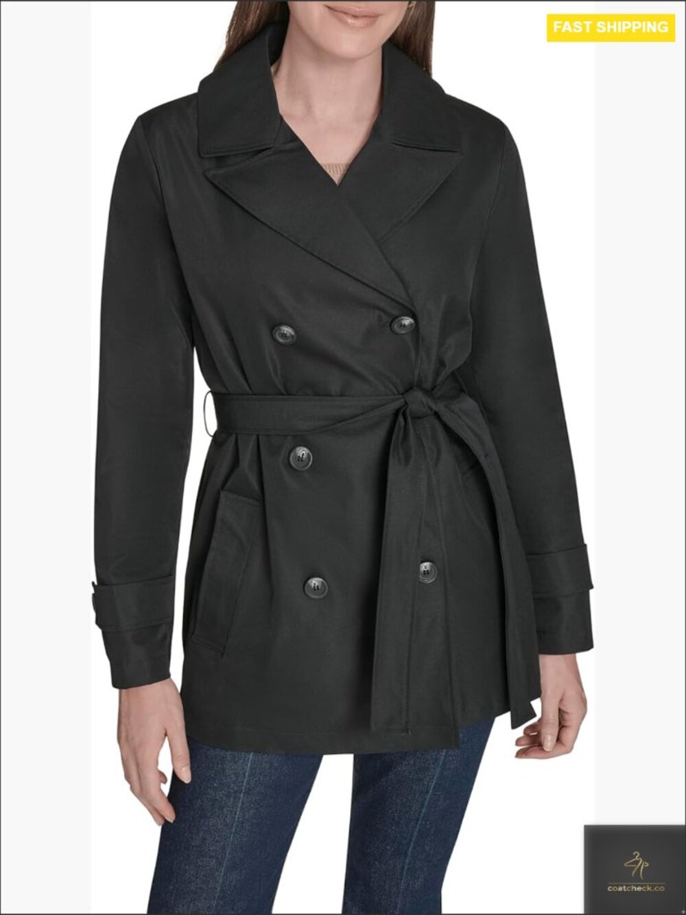Belted Double Breasted Trench Coat Comfortable Long Sleeve Classic Fall